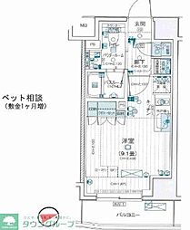 デュオステージ立川曙町 1Kの間取図画像