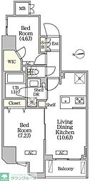 クラリティア浅草橋 12階2LDKの間取り