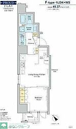 プラウドフラット文京千駄木 1階1LDKの間取り