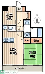 セザール第三竹ノ塚 4階2LDKの間取り