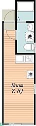 JR常磐線 亀有駅 徒歩10分の賃貸アパート 2階ワンルームの間取り