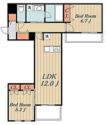 レガリア 2階2LDKの間取り