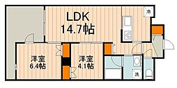 レガリア 3階2LDKの間取り