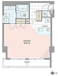 ホテル＆レジデンス六本木 7階ワンルームの間取り