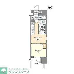 グランカーサ町屋II 10階1DKの間取り