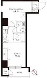 オリーブマンション荒川 8階1LDKの間取り