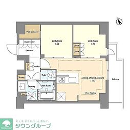 オアーゼ日暮里レジデンス 2LDKの間取図画像
