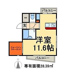 ビエント 10階ワンルームの間取り