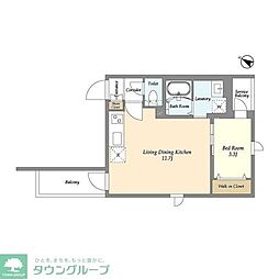 グランカーサ千駄木 2階1LDKの間取り