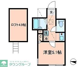シエール江北(シエールコウホク) 1階1Kの間取り