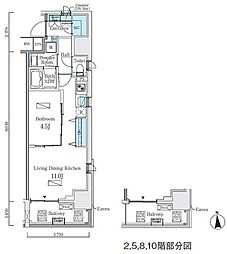 プライマル上野・稲荷町 1LDKの間取図画像