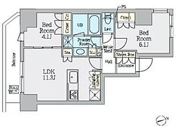 クレストコート上野 12階2LDKの間取り