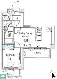 インスタイルレジデンス本駒込 7階1LDKの間取り