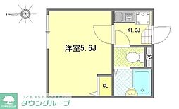 Well-being江北 2階1Kの間取り