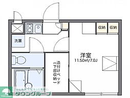 レオパレスエミオン 2階1Kの間取り