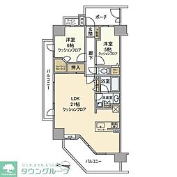 レーベンリヴァーレ東京ラ・トーレ 3階2LDKの間取り
