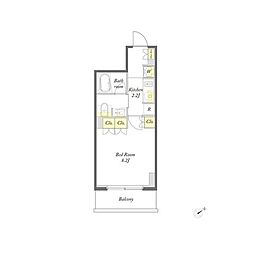 プライムメゾン入谷 9階1Kの間取り