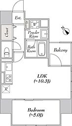 ルミークアン千駄木 8階1LDKの間取り