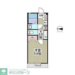 アーバングレース参番館 1階1Kの間取り