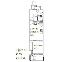 スプランディッド西日暮里 5階1DKの間取り