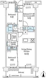 アヴァンカーサ町屋 2階2SLDKの間取り