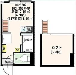 グリーンビュー西日暮里 1階ワンルームの間取り