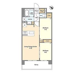 GranCasa王子2 2LDKの間取図画像