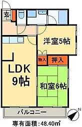 櫻 2LDKの間取図画像