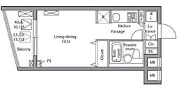 レジディア神田岩本町 ワンルームの間取図画像