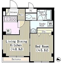 グリエラ町屋 1LDKの間取図画像
