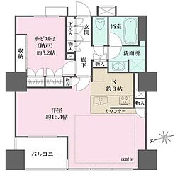 ザ・パークハウス上野浅草通り 1LDKの間取図画像