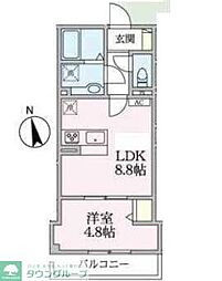 アローマ王本町 1LDKの間取図画像
