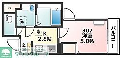 アローマ王本町 1Kの間取図画像