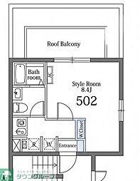 ラターシュ町屋 ワンルームの間取図画像