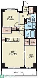 スプランディッド西日暮里 2LDKの間取図画像