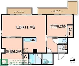 エクシード根岸アメニティーレジデンス 2LDKの間取図画像