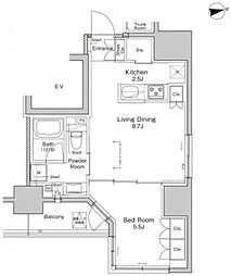 プラウドフラット浅草雷門 1LDKの間取図画像