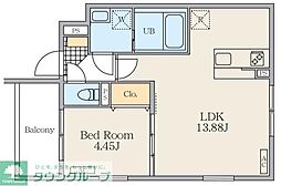 Alivis東日暮里 1LDKの間取図画像