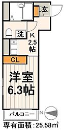 アーヴァンエクセレンス 1Kの間取図画像