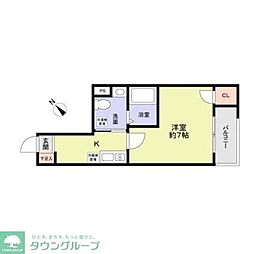 Jブラン三ノ輪 1Kの間取図画像