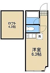 JR横須賀線 新川崎駅 徒歩14分の賃貸アパート 1階ワンルームの間取り