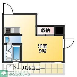 シャイン元住吉 3階ワンルームの間取り