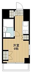 新丸子センチュリープラザ21 6階ワンルームの間取り