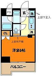 ルーブル新川崎 7階1Kの間取り