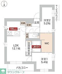 シャノワール 2階2LDKの間取り