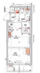 ハーモニーレジデンス武蔵小杉フォレストスクエア 2階1DKの間取り