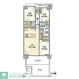 プラウド元住吉ガーデンズ 3LDKの間取図画像