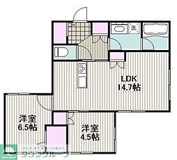 アトリオ綱島 1階2LDKの間取り