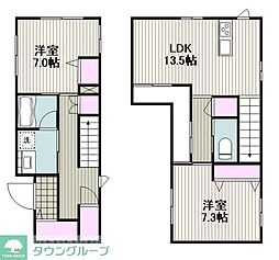アトリオ綱島 2階2LDKの間取り