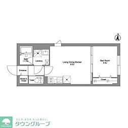タスキ リシェス 池上 1LDKの間取図画像